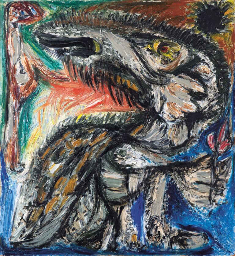 Asger Jorn, Das verwundete Biest II The wounded Biest II, 1951, Öl auf Masonit Oil on masonite, 100 x 92 cm (c) Museum Jorn